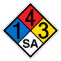 NFPA 704 Diamond Sign with 1-4-3-SA Hazard Ratings
