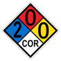 NFPA 704 Diamond Sign with 2-0-0-COR Hazard Ratings NFPA_PRINTED_200COR