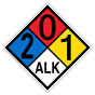 NFPA 704 Diamond Sign with 2-0-1-ALK Hazard Ratings NFPA_PRINTED_201ALK