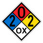 NFPA 704 Diamond Sign with 2-0-2-OX Hazard Ratings NFPA_PRINTED_202OX