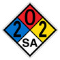NFPA 704 Diamond Sign with 2-0-2-SA Hazard Ratings