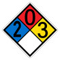 NFPA 704 Diamond Sign with 2-0-3-0 Hazard Ratings