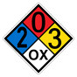 NFPA 704 Diamond Sign with 2-0-3-OX Hazard Ratings