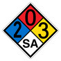 NFPA 704 Diamond Sign with 2-0-3-SA Hazard Ratings