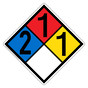 NFPA 704 Diamond Sign with 2-1-1-0 Hazard Ratings NFPA_PRINTED_2110