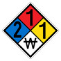 NFPA 704 Diamond Sign with 2-1-1-W Hazard Ratings
