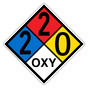 NFPA 704 Diamond Sign with 2-2-0-OXY Hazard Ratings