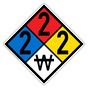 NFPA 704 Diamond Sign with 2-2-2-W Hazard Ratings