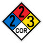 NFPA 704 Diamond Sign with 2-2-3-COR Hazard Ratings NFPA_PRINTED_223COR