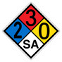 NFPA 704 Diamond Sign with 2-3-0-SA Hazard Ratings