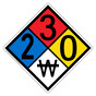 NFPA 704 Diamond Sign with 2-3-0-W Hazard Ratings NFPA_PRINTED_230W