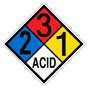 NFPA 704 Diamond Sign with 2-3-1-ACID Hazard Ratings NFPA_PRINTED_231ACID