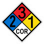 NFPA 704 Diamond Sign with 2-3-1-COR Hazard Ratings NFPA_PRINTED_231COR