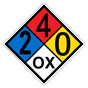NFPA 704 Diamond Sign with 2-4-0-OX Hazard Ratings NFPA_PRINTED_240OX