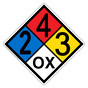 NFPA 704 Diamond Sign with 2-4-3-OX Hazard Ratings NFPA_PRINTED_243OX