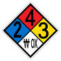 NFPA 704 Diamond Sign with 2-4-3-W OX Hazard Ratings NFPA_PRINTED_243W_OX