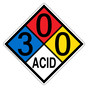 NFPA 704 Diamond Sign with 3-0-0-ACID Hazard Ratings NFPA_PRINTED_300ACID
