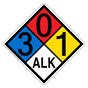 NFPA 704 Diamond Sign with 3-0-1-ALK Hazard Ratings NFPA_PRINTED_301ALK