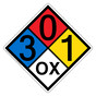NFPA 704 Diamond Sign with 3-0-1-OX Hazard Ratings NFPA_PRINTED_301OX