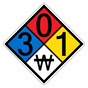 NFPA 704 Diamond Sign with 3-0-1-W Hazard Ratings NFPA_PRINTED_301W