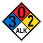 NFPA 704 Diamond Sign with 3-0-2-ALK Hazard Ratings NFPA_PRINTED_302ALK