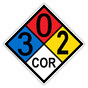 NFPA 704 Diamond Sign with 3-0-2-COR Hazard Ratings NFPA_PRINTED_302COR