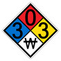 NFPA 704 Diamond Sign with 3-0-3-W Hazard Ratings NFPA_PRINTED_303W