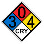 NFPA 704 Diamond Sign with 3-0-4-CRY Hazard Ratings