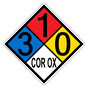 NFPA 704 Diamond Sign with 3-1-0-COR_OX Hazard Ratings NFPA_PRINTED_310COR_OX