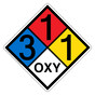 NFPA 704 Diamond Sign with 3-1-1-OXY Hazard Ratings