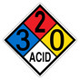 NFPA 704 Diamond Sign with 3-2-0-ACID Hazard Ratings