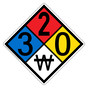 NFPA 704 Diamond Sign with 3-2-0-W Hazard Ratings