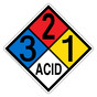 NFPA 704 Diamond Sign with 3-2-1-ACID Hazard Ratings NFPA_PRINTED_321ACID
