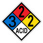 NFPA 704 Diamond Sign with 3-2-2-ACID Hazard Ratings