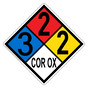 NFPA 704 Diamond Sign with 3-2-2-COR_OX Hazard Ratings NFPA_PRINTED_322COR_OX
