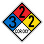 NFPA 704 Diamond Sign with 3-2-2-COR_OXY Hazard Ratings