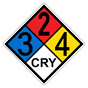 NFPA 704 Diamond Sign with 3-2-4-CRY Hazard Ratings NFPA_PRINTED_324CRY