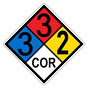 NFPA 704 Diamond Sign with 3-3-2-COR Hazard Ratings