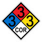 NFPA 704 Diamond Sign with 3-3-3-COR Hazard Ratings