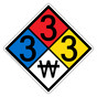 NFPA 704 Diamond Sign with 3-3-3-W Hazard Ratings NFPA_PRINTED_333W