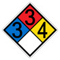 NFPA 704 Diamond Sign with 3-3-4-0 Hazard Ratings