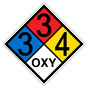 NFPA 704 Diamond Sign with 3-3-4-OXY Hazard Ratings