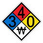 NFPA 704 Diamond Sign with 3-4-0-W Hazard Ratings