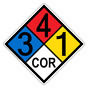 NFPA 704 Diamond Sign with 3-4-1-COR Hazard Ratings