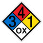 NFPA 704 Diamond Sign with 3-4-1-OX Hazard Ratings NFPA_PRINTED_341OX