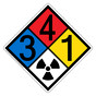 NFPA 704 Diamond Sign with 3-4-1-Radiation Symbol Hazard Ratings