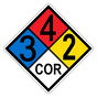 NFPA 704 Diamond Sign with 3-4-2-COR Hazard Ratings
