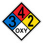 NFPA 704 Diamond Sign with 3-4-2-OXY Hazard Ratings NFPA_PRINTED_342OXY