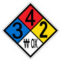 NFPA 704 Diamond Sign with 3-4-2-W OX Hazard Ratings NFPA_PRINTED_342W_OX
