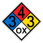 NFPA 704 Diamond Sign with 3-4-3-OX Hazard Ratings NFPA_PRINTED_343OX